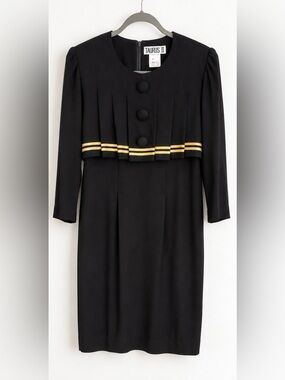 Vintage Nautical Dress with Gold Trim Accents